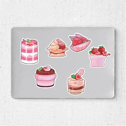 Pink Cake Dessert Stickers 50Pcs Notebook Water Bottle Skateboard Luggage Helmet Diary Waterproof Vinyl Aesthetic Stickers Kids Teens Girls Adults Party Rewards (Colourful-4) - color: Colourful-4