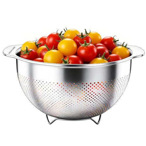 Greentainer Stainless Steel Colander with Handles - 3.5 QT Pasta Strainer for Kitchen Food Basket for Vegetables Fruits, Nesting Stainless Steel Strainer and Sieve, Dishwasher Safe - size: 3.5 QT