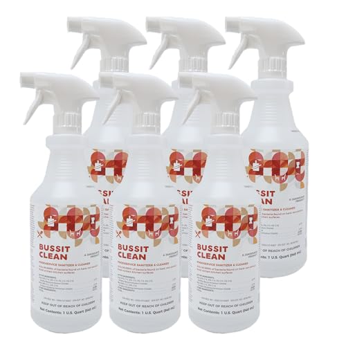 Bussit Clean Food Surface Sanitizer & Cleaner, Kills 99.9% of Kitchen Bacteria, Quart (6 Pack) - size: 32 Fl Oz (Pack of 6)