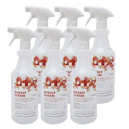 Bussit Clean Food Surface Sanitizer & Cleaner, Kills 99.9% of Kitchen Bacteria, Quart (6 Pack) - size: 32 Fl Oz (Pack of 6)