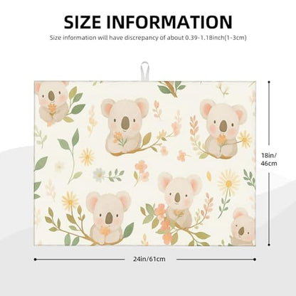 Cute Cartoon Koala on Blossom Branch Dish Drying Mat for Kitchen Counter Microfiber Absorbent Reusable Washable 18x24in - color: Cute Cartoon Koala On Blossom Branch