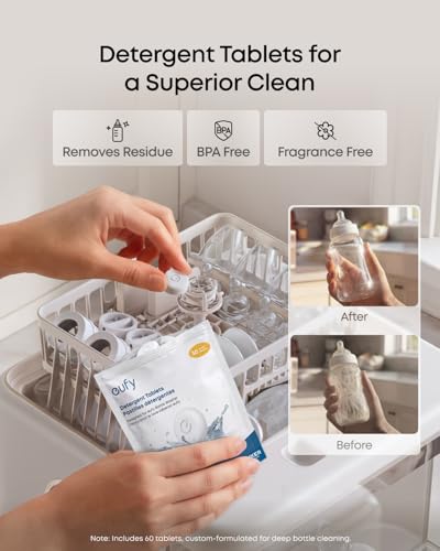 Maintenance Kit for eufy Bottle Washer, Pure Care Set with Water Softener (3 Pcs), Detergent Tablets (180 Pcs), Descaling Tablets (6 Pcs), and Filter