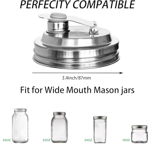 Mason Jar Pour Spout Lid Stainless Steel,Pour Spout Flip Cap Lids for Mason Jars,No Rust Leaking Proof for Home Brewing Fruit Fermenting Drinks Airtight(2PCS) (Wide Mouth) - size: Wide Mouth