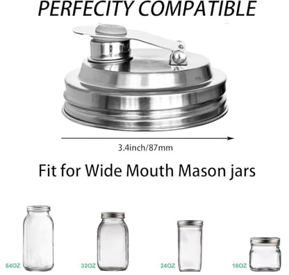 Mason Jar Pour Spout Lid Stainless Steel,Pour Spout Flip Cap Lids for Mason Jars,No Rust Leaking Proof for Home Brewing Fruit Fermenting Drinks Airtight(2PCS) (Wide Mouth) - size: Wide Mouth