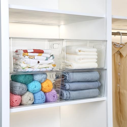 Vtopmart 8 Pack Clear Stackable Storage Bins with Lids,XLarge Plastic Containers with Handle for Pantry Organizer and Storage,Perfect for Kitchen,Fridge,Cabinet, Closet,Bathroom Organization - size: XL(13"L x 7.4"W x 7"H)