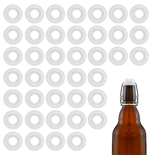 40 PCS Silicone Gaskets Washers Seals for Swing Flip Top Bottles, Replacement Caps Sealing Rings, Airtight Leakproof for Home Brew Beer, Soda, Beverage Bottles (White Mushroom Half Cover) - color: White Mushroom Half Cover