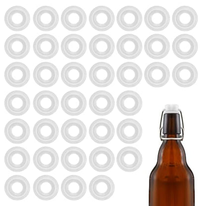 40 PCS Silicone Gaskets Washers Seals for Swing Flip Top Bottles, Replacement Caps Sealing Rings, Airtight Leakproof for Home Brew Beer, Soda, Beverage Bottles (White Mushroom Half Cover) - color: White Mushroom Half Cover