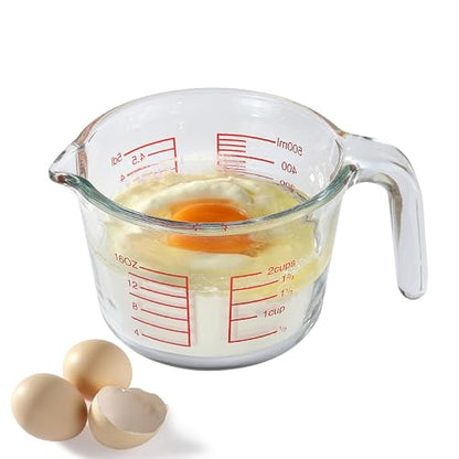 VRUIFA Glass Measuring Cup For Baking and Cooking, Dishwasher, Freezer, Microwave and Oven Safe, Apartment Kitchen Essentials Tools (16 oz)