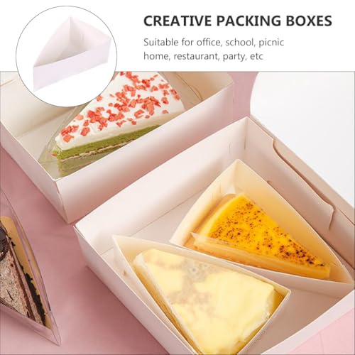 Cabilock 20-Pack Triangle Cake Boxes 5.11 X 3.34 X 1.96 in Box with Lids Food Grade Dessert Containers for Cheesecake Pie Party Picnic Office School Home Restaurant