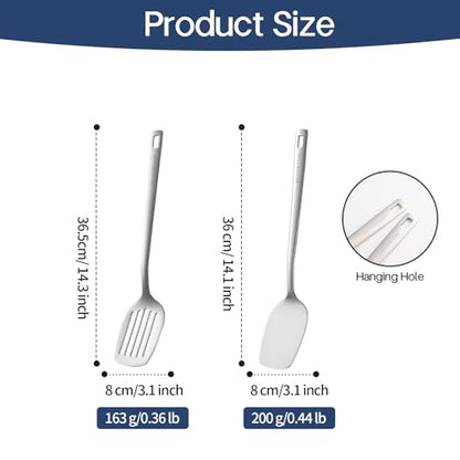 Professional Stainless Steel Cooking Utensils Set, 2 Pcs Metal Spatula Wok Turner, Wok Spatula Kitchen Cooking Tools for Sauteing, Flipping, Grilling (Dishwasher Safe) - size: 18/8 Stainless Spatula Set of 2