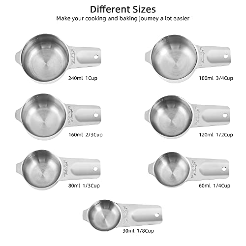 Measuring Cups and Spoons Set, Stainless Steel Measuring Cups Set, Dry 7 Measurer Cups 9 Measurement Spoons with Leveler & Measure Enquivalents for Kitchen & Baking Nesting Measuring Tools