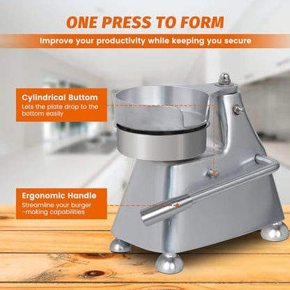 Hakka Commercial Hamburger Press Patty Maker, Stainless Steel Heavy Duty Grill Burger Press Patty Meat Tool, with Three Convertible Molds and 1200 Pcs Patty Papers, 100mm/130mm/150mm