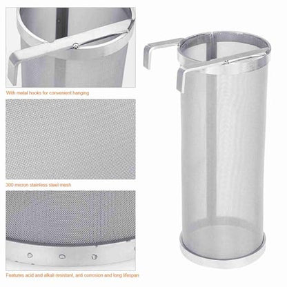 Beer Brewing Dry Hopper Filter, 300 Micron Mesh Brew Filter Stainless Steel Homemade Brew Beer Hop Mesh Filter with Hook for Home Beer Brewing 10 x 25.5cm (10 * 25.5cm)