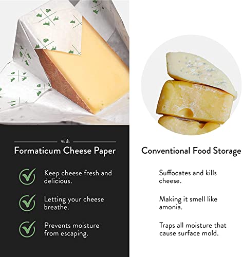 Formaticum 75-Pack Zero Cheese Storage Paper, 9 x 13 Inches | Compostable, Biodegradable, Plastic-Free, Keeps Cheese and Charcuterie Fresh