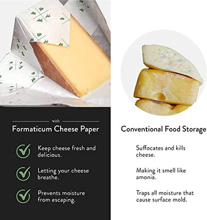 Formaticum 45-Pack Zero Cheese Storage Paper, 9 x 13 Inches | Compostable, Biodegradable, Plastic-Free, Keeps Cheese and Charcuterie Fresh