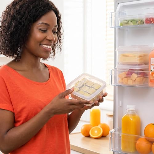 Sliced Cheese Container for Fridge, Clear Plastic Butter Block Cheese Slice Keeper, Stackable Food Storage Container with Flip Lid, Refrigerator Organizer Box