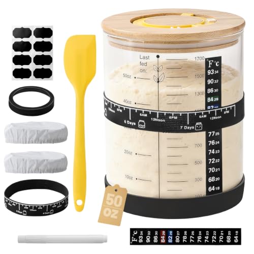EOKPHULL Sourdough Starter Jar Kit,50 OZ Wide Mouth Sourdough Starter Jar Glass with Measurement,Sourdough Bread Baking Tools for Sourdough Lovers Beginners,Reuseble Sour Dough Home Baking Supplies