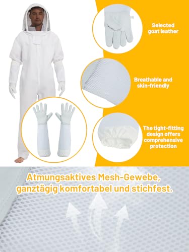 Sting Proof Bee & Beekeeper Suit, Unisex, Veil & Gloves,XL | Sting Proof Beekeeping Gear for Men & Women, Beginner to Pro, Backyard Apiary, Halloween Bee Costume - size: XL