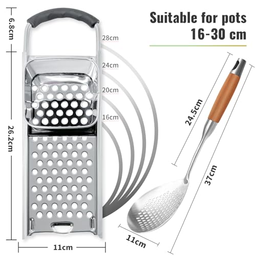 Spaetzle Maker, Premium Grade Stainless Steel Spaetzle Press and Spider Strainer, Efficient Homemade Spaetzle and Knoepfle, Dishwasher Safe Spaetzle Noodle Maker for Pots Up to 30 CM - style: Spaetzle Maker and Spider Strainer