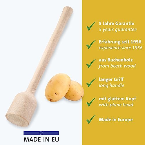 Westmark Potato & Herb Masher - Heavy Duty Hand Masher Ideal for Potatoes, Sauerkraut and Fermenting Proofing, Effortless Application - Beech Wood - size: Länge: 29,5 cm
