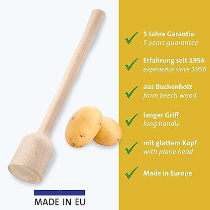 Westmark Potato & Herb Masher - Heavy Duty Hand Masher Ideal for Potatoes, Sauerkraut and Fermenting Proofing, Effortless Application - Beech Wood - size: Länge: 29,5 cm