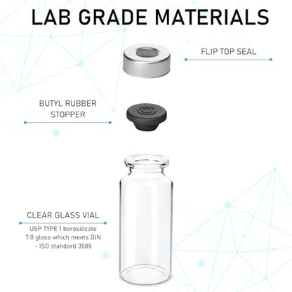 10 Pack 10ml Sealed Sample Vials, Transparent Glass Vials with Self Healing Injection Port - size: 10ML
