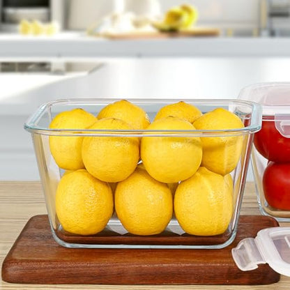2 Pack Large Glass Storage Containers with Lids 85oz/10.5cup Big Airtight Glass Food Storage Containers for Rotisserie Chicken Watermelon Meal Prep, BPA Free, Freezer Dishwasher Oven Safe - color: transparent