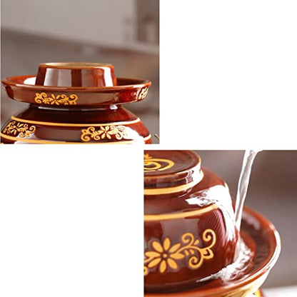 ZHOUXIAO China Fu Pickle Jar Ceramic Jar with Lid,Traditional Chinese Fermentation Kit Crock with Water Seal Airlock Lid, Fermentation Jar for Kimchi,Sauerkraut,Kombucha Jar 3KG