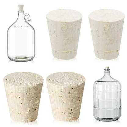 Ziliny 4 Pcs Carboy Cork Stopper, Glass Carboy Cap for 1, 3, 5, 6 Gallon Glass Water Jug, Wood Tapered Fermentation Cap Cork Stoppers - size: 1/3/5/6 Gallon