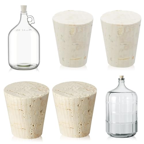 Ziliny 4 Pcs Carboy Cork Stopper, Glass Carboy Cap for 1, 3, 5, 6 Gallon Glass Water Jug, Wood Tapered Fermentation Cap Cork Stoppers - size: 1/3/5/6 Gallon