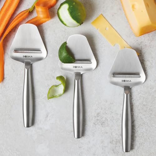 Boska Stainless Steel Cheese Slicer - Copenhagen For All Types of Cheese - Multi-Functional Cheese Slicer - Handheld Slicer - Silver Non-Stick - Dishwasher Safe - For Kitchen Cooking - style: Cheese Slicer