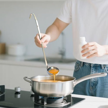 Hitefu 3 Pcs Stainless Steel Soup Ladle Set, 1 oz | Pouring Rim, Long Hooked Handles, For Cooking & Serving, Soup, Sauce, Stews - size: 1 oz
