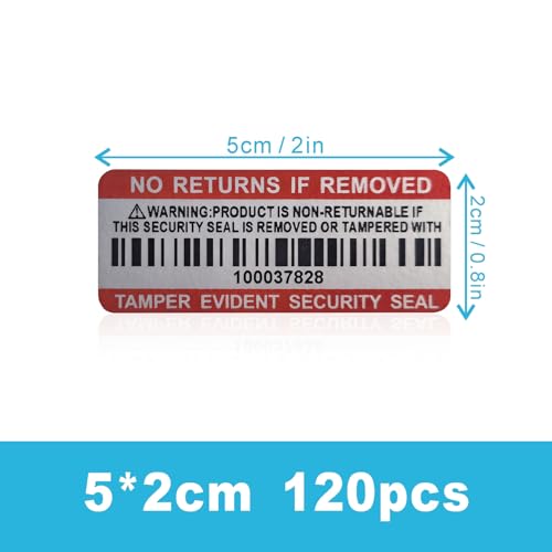 Tamper Evident Proof Barcode Stickers with Individual Serial Number Security Warranty Void Sticker,Sealing Label for Package(120pcs 2x0.8in Red Matte Silver) - style: 120pcs Red silver