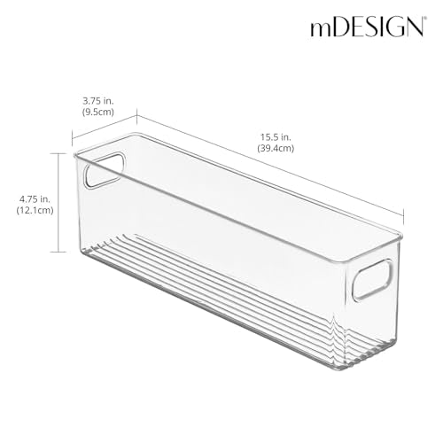 MDesign Kitchen Food Storage Plastic Storage Box - size: 15.38 x 3.75 x 4.75