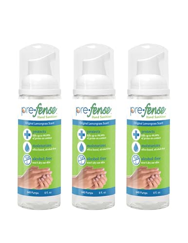 Foam Hand Sanitizer - Kills 99.9% of Common Germs - Alcohol-Free - Moisturizing, Non-Skin Drying, Water-Based Formula - Made in USA - Lemongrass Scent - Everyday Size - 8 oz - 3 Pack - size: 8 Fl Oz (Pack of 3)