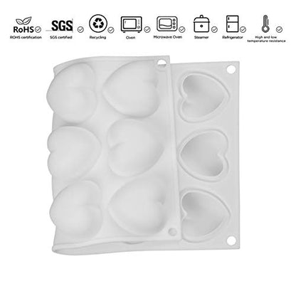 OCPO KITCHEN Mini Heart Silicone Molds for Baking Mousse Cake, Candy, Chocolate, Pastry, Truffle, Cupcake, Jelly, Cookie, Pudding, Cake Decoration Mold, 3D Heart Shape (15-Cavity) - style: Heart (15-Cavity)