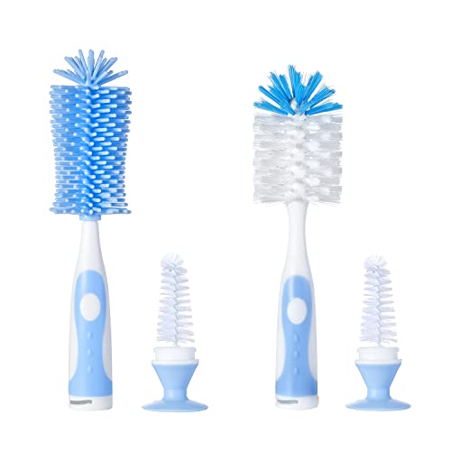 Chemimoso Multifunctional Cleaning Brush, Baby Bottle Brush, Bottle Brush Cleaner, Rotate The Suction Cup to Obtain The Small Bristle Brushes, Set Z, Blue, Silicone and Nylon Brush - color: Blue 1