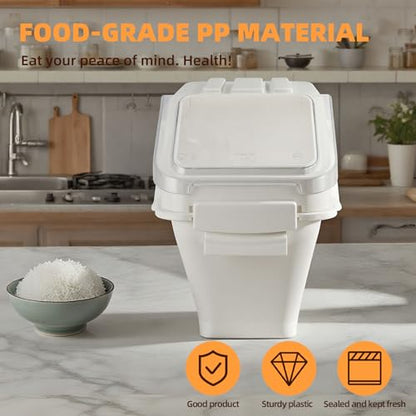53LB Flour Storage Container With Scoop for Dry Food, Sugar, Baking Supplies,Rice.BPA Free Ingredient Storage Bin，Pet Food Storage Container Dog Cat Birds Food Bin (53 LB) - size: 53 LB