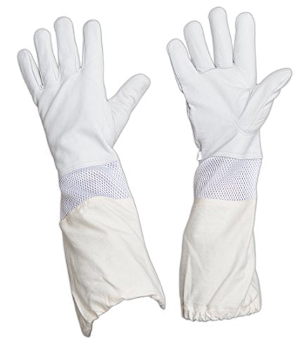 Beekeeping Gloves – Premium Goatskin Leather Bee Gloves with Breathable Vent and Long Canvas Sleeve, Protective Gear for Beekeepers (2XL) - size: XX-Large