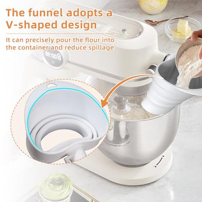 1 Pcs Flour Funnel for KitchenAid Mixer | Food-Grade Silicone Funnel Compatible with 4.5 & 5 Quart Tilt-Head Stand Mixer | Large Collapsible Design | Easy to Use & Dishwasher Safe (Blue) - color: Blue (1Pcs)