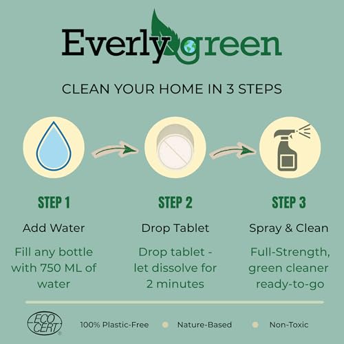 Eco Tabs All Purpose Cleaner Concentrate Refill Tablet For Kitchen - Ecocert Certified 4 Pack Kitchen Cleaner Spray Tablets Makes 4 X 750ml – Cuts Grease On Counter, Stove & Appliances