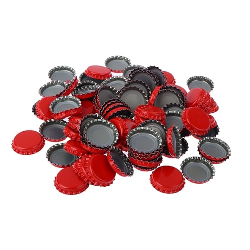 200PCS Beer Bottle Caps Tinplate Beer Bottle Caps Craft Beer Bottling Caps Oxygen Absorbing Seal Beer Bottle Caps for DIY(RD) - color: RD