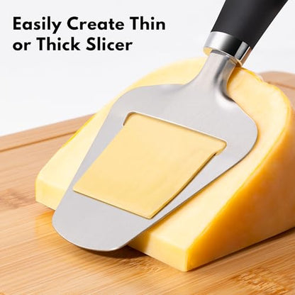 Rainspire Upgraded Non-Stick Cheese Slicers for Block Cheese Multi-Functional Cheese Cutter for Mozzarella, Cheddar, Gruyere Charcuterie Accessories Dishwasher Safe Kitchen Tools, Black - color: Black