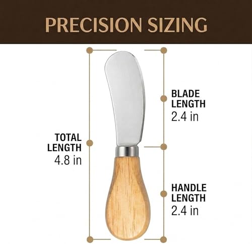 Small Cream Cheese Spreader Knives Set,Wooden 5in,Stainless Steel Butter Knife Spreader for Cocktail,Condimets,Dips,Appetizers,Jam,Pastry,Sandwich,Toast,Bagel,Charcuterie Board Serving Party Supplies - style: Cheese Spreader 6 Packs