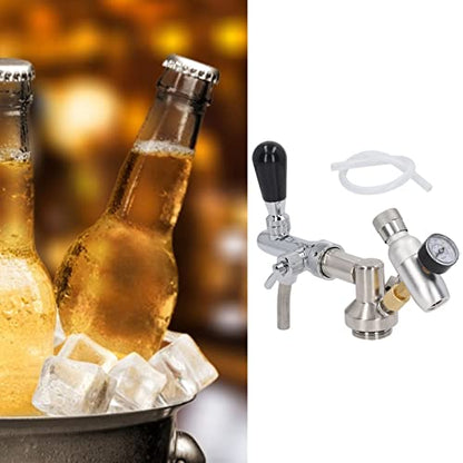 Draft Beer Dispenser, Silver Stainless Steel Beer Keg Dispenser - Odorless, And Regulator Pressure Gauge Accessory Kit For Home Brewing