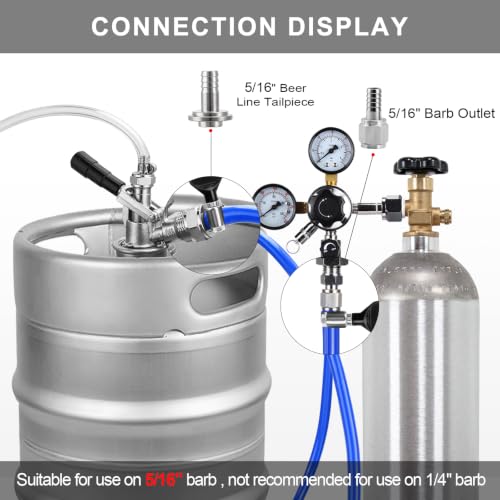 20FT Beer CO2 Line for 5/16" Barb Fitting, PVC Gas Tubing & 6 PCS Stainless Steel Clamps Food-grade Keg CO2 Line Hose-Gas Dispense Home Brewing Carbonation - size: 20 Feet