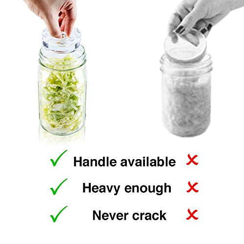 4-Pack of Fermentation Glass Weights with Easy Grip Handle for Wide Mouth Mason Jars