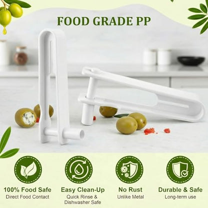 Olive Stuffer, Blue Cheese Olive Stuffer Tool, Applied to Make Accompaniment to Martinis and Cocktail, Simple to Operate, Easy to Clean, White PP(2 Pack)
