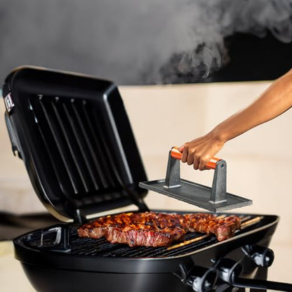 vivicreate Bacon Press, Griddle Press, Grill Press, Meat Press, cast Iron Grill Press, cast Iron Griddle, Iron Press, cast Iron Material with Wooden Handle - size: rectangle