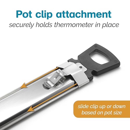 Polder Candy/Jelly/Deep Fry Thermometer, Stainless Steel, with Adjustable Sliding Pot Clip Attachment and Quick Reference Temperature Guide - color: Silver- Set of 2